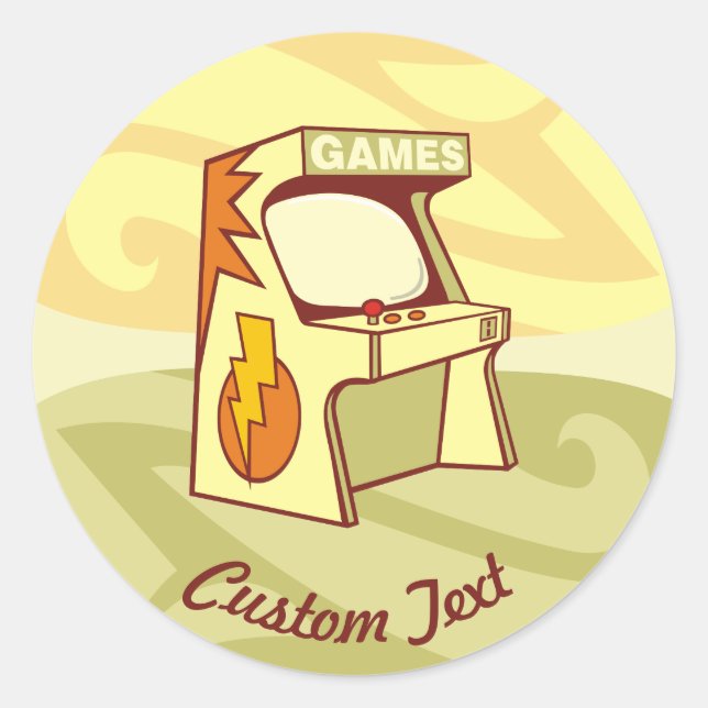 Adesivo Redondo Vinheta redonda clássica da máquina de Arcade (Frente)