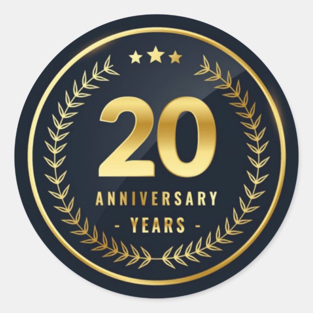 Adesivo Redondo Vinheta redonda clássica de 20 anos (Frente)