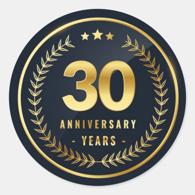 Adesivo Redondo Vinheta redonda clássica de 30 anos (Frente)