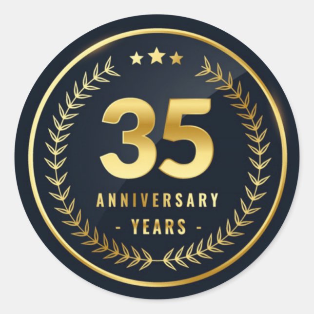 Adesivo Redondo Vinheta redonda clássica de 35 anos (Frente)