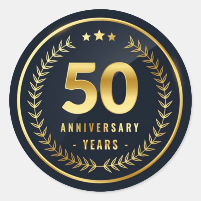 Adesivo Redondo Vinheta redonda clássica de 50 anos (Frente)