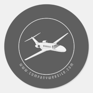 Adesivo Redondo Vinheta redonda clássica de aeronaves de jato pri