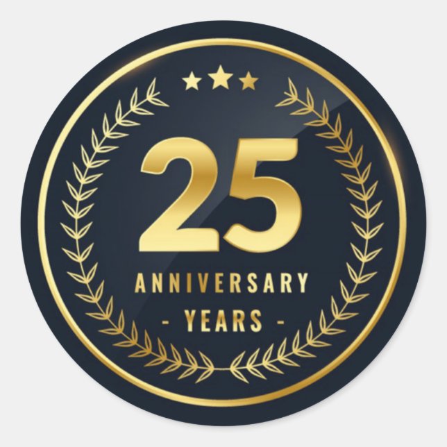 Adesivo Redondo Vinheta redonda clássica de aniversário de 25 anos (Frente)