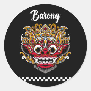 Adesivo Redondo Vinheta redonda clássica de Barong Bali
