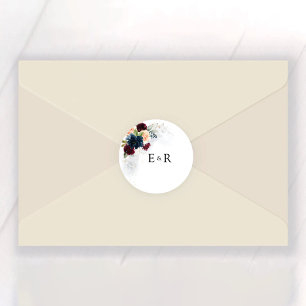 Adesivo Redondo Vinheta redonda Clássica de Burgundy e Marinho