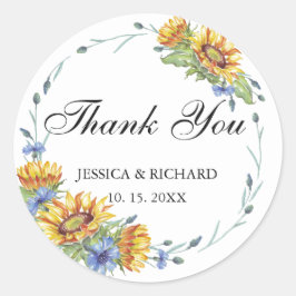 Adesivo Redondo Vinheta redonda clássica de Casamento de Aquarelas