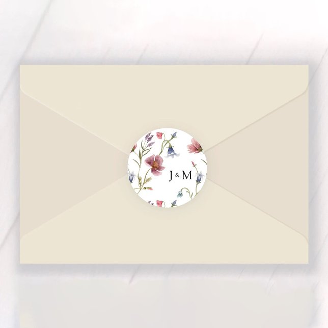 Adesivo Redondo Vinheta redonda clássica de casamento de flores se (Criador carregado)