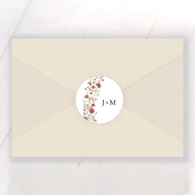 Adesivo Redondo Vinheta redonda clássica de casamento de flores se (Criador carregado)