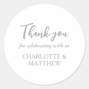 Adesivo Redondo Vinheta redonda clássica de Casamento de Prata Bra