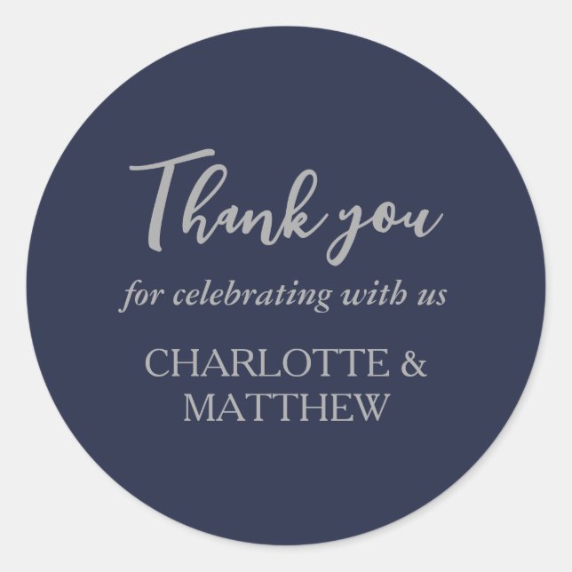 Adesivo Redondo Vinheta redonda clássica de casamento de prata de  (Frente)