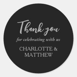 Adesivo Redondo Vinheta redonda clássica de casamento de prata pre