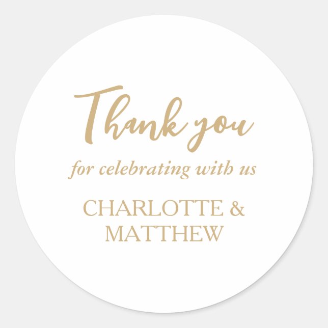 Adesivo Redondo Vinheta redonda clássica de casamento Dourado eleg (Frente)