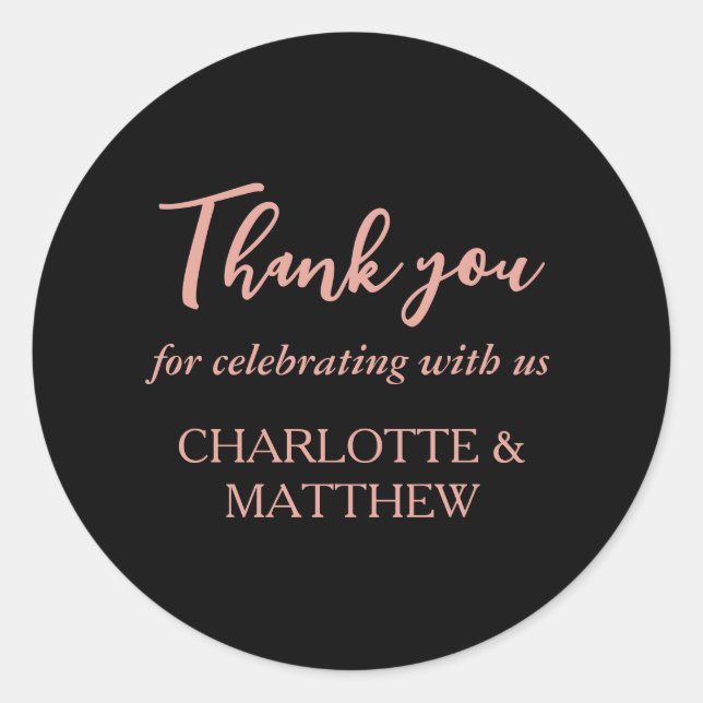 Adesivo Redondo Vinheta redonda clássica de casamento Dourado pret (Frente)