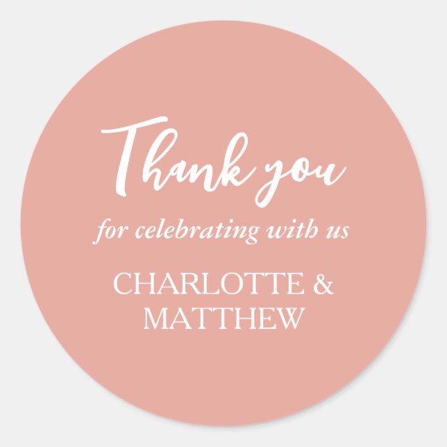 Adesivo Redondo Vinheta redonda clássica de casamento Dourado rosa (Frente)