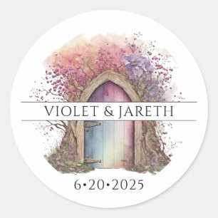 Adesivo Redondo Vinheta redonda clássica de casamento encantada