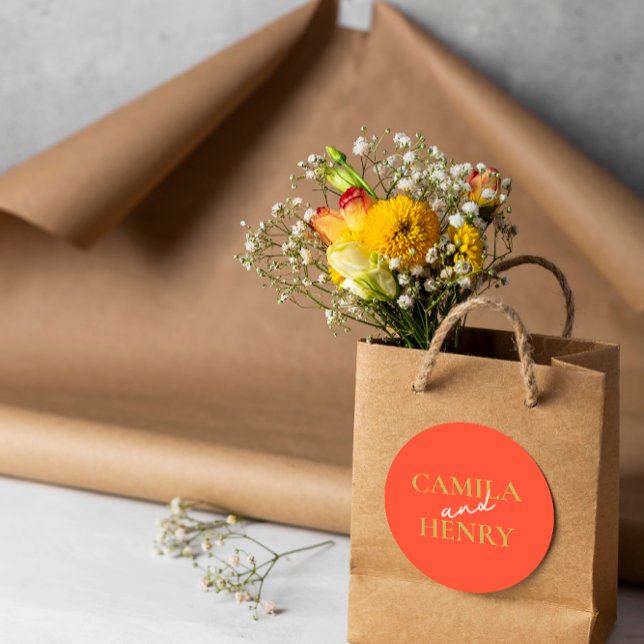 Adesivo Redondo Vinheta redonda clássica de casamento monograma el (Criador carregado)