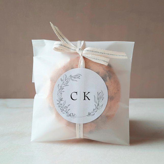 Adesivo Redondo Vinheta redonda clássica de casamento monograma el (Criador carregado)