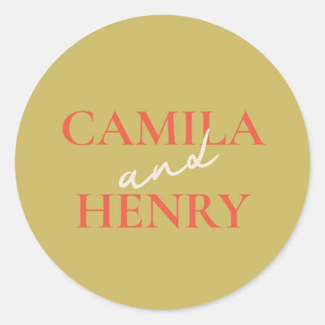 Adesivo Redondo Vinheta redonda clássica de casamento monograma el (Frente)