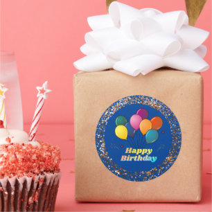 Adesivo Redondo Vinheta redonda clássica de celebrações de anivers