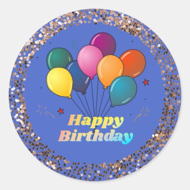 Adesivo Redondo Vinheta redonda clássica de celebrações de anivers (Frente)