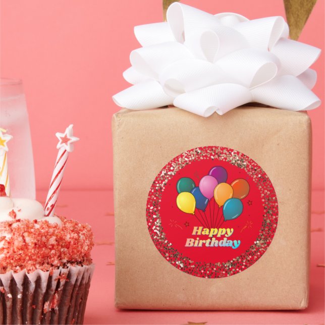 Adesivo Redondo Vinheta redonda clássica de celebrações de anivers (Festa)