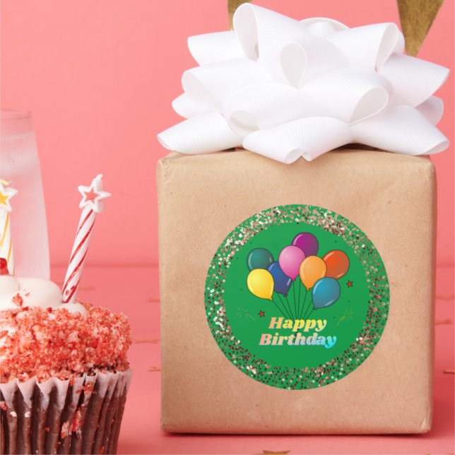 Adesivo Redondo Vinheta redonda clássica de celebrações de anivers (Festa)