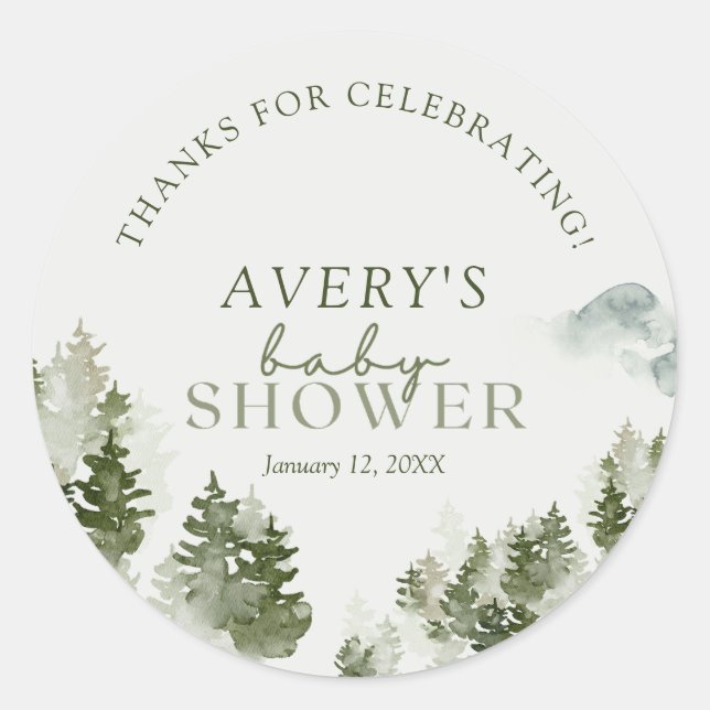 Adesivo Redondo Vinheta redonda clássica de Chá de fraldas de made (Frente)