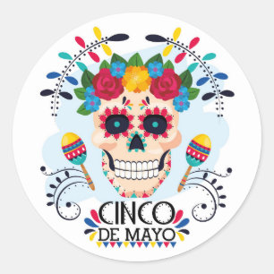Adesivo Redondo Vinheta redonda clássica de Cinco de Mayo