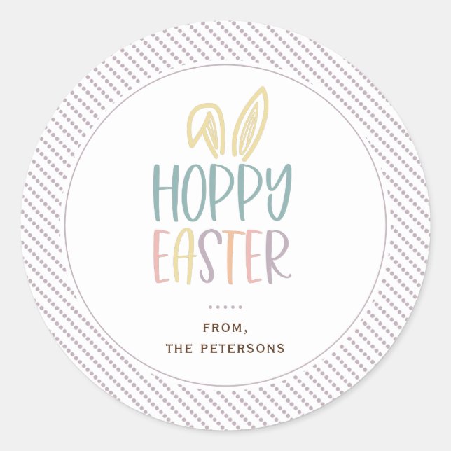 Adesivo Redondo Vinheta redonda clássica de "coelhinho de páscoa" (Frente)