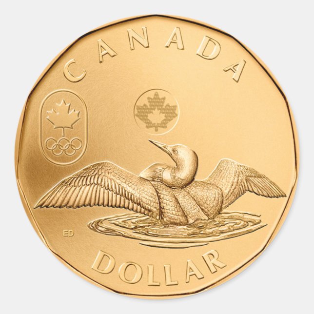 Adesivo Redondo Vinheta redonda clássica de dólar canadense (Frente)