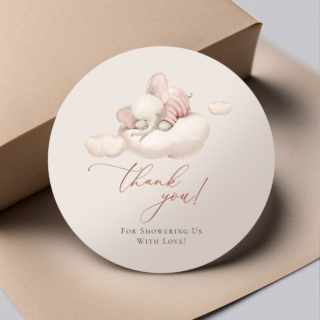 Adesivo Redondo Vinheta redonda clássica de elefante adormecido (Criador carregado)