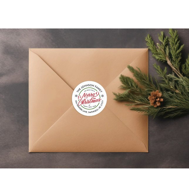 Adesivo Redondo Vinheta redonda clássica de endereço de retorno de (Criador carregado)