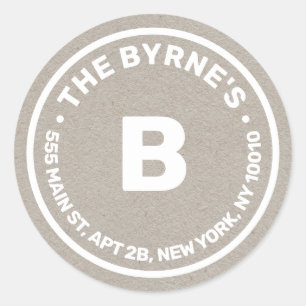 Adesivo Redondo Vinheta redonda clássica de endereço monograma d