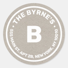 Adesivo Redondo Vinheta redonda clássica de endereço monograma do 