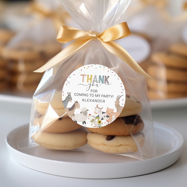 Adesivo Redondo Vinheta redonda clássica de Festa de aniversário d (Criador carregado)