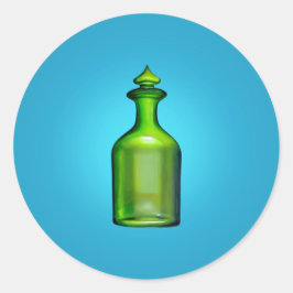 Adesivo Redondo Vinheta redonda clássica de garrafa verde