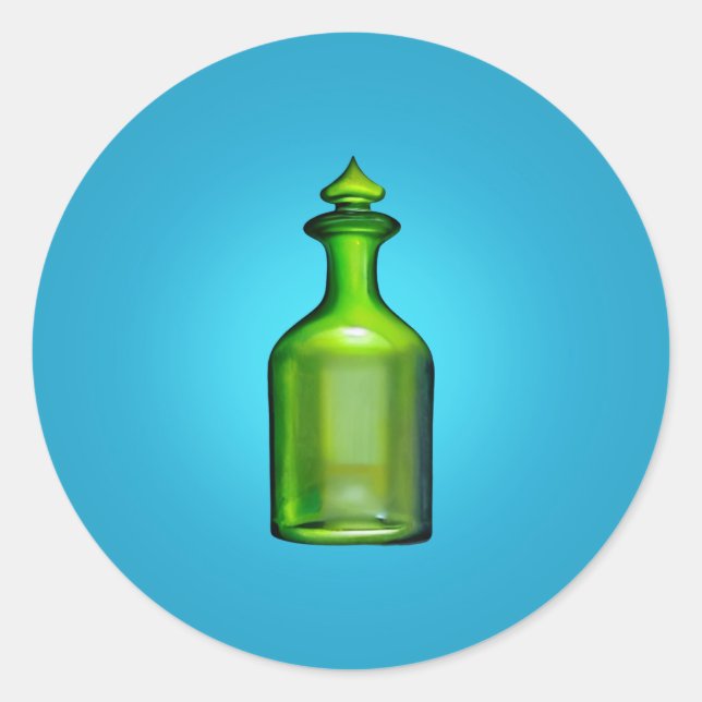 Adesivo Redondo Vinheta redonda clássica de garrafa verde (Frente)