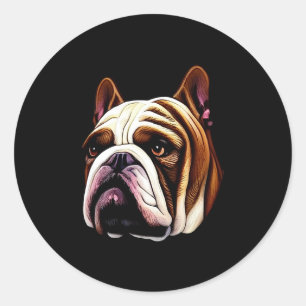 Adesivo Redondo Vinheta redonda clássica de ilustração do Bulldog