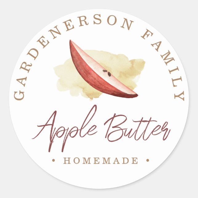 Adesivo Redondo Vinheta redonda clássica de Manteiga de Maçã de Aq (Frente)