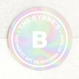 Adesivo Redondo Vinheta redonda clássica de monograma holográfic