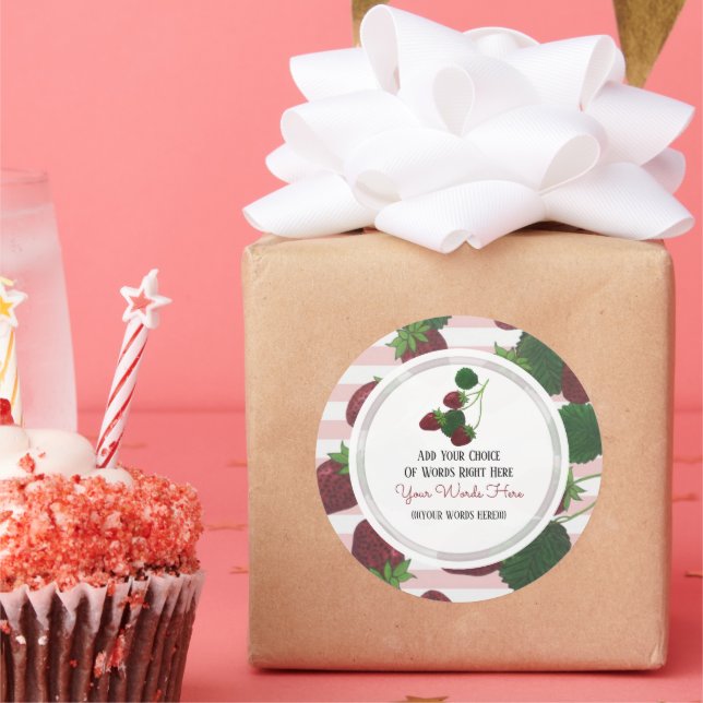 Adesivo Redondo Vinheta redonda clássica de morango (Festa)