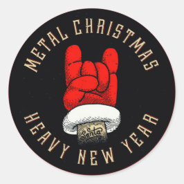 Adesivo Redondo Vinheta redonda clássica de Natal de Metal pesado