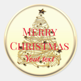 Adesivo Redondo Vinheta redonda Clássica de Natal Dourado e Merry
