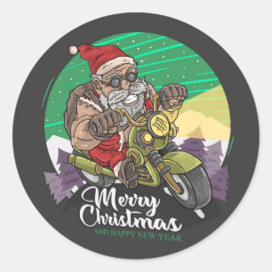 Adesivo Redondo Vinheta redonda clássica de Papais noeis de Natal