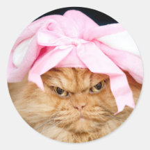 Vinheta redonda clássica de Páscoa de gato coelho