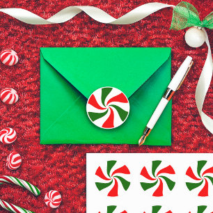 Adesivo Redondo Vinheta-redonda Clássica de Peppermint de Natal