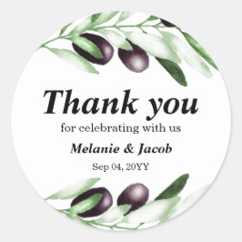 Adesivo Redondo Vinheta redonda clássica de ramo oleícola