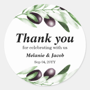 Adesivo Redondo Vinheta redonda clássica de ramo oleícola
