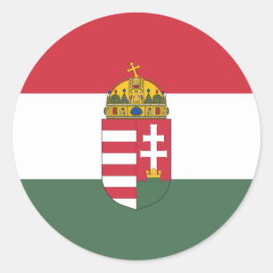 Adesivo Redondo Vinheta redonda clássica de sinalizador da Hungria