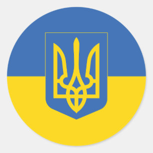 Adesivo Redondo Vinheta redonda clássica de sinalizador da Ucrânia